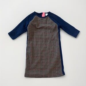 Crewcuts Sz 8 Girls Dress Brown Herringbone Blue J.Crew Factory Wool Blend